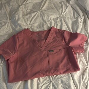 Figs Mauve V-Neck Short Sleeve Top